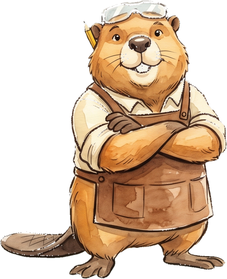 Dead On beaver mascot in a confident pose